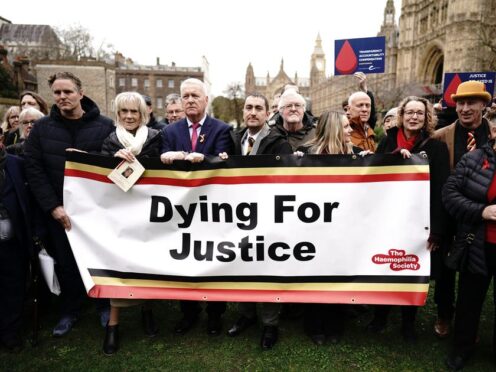Campaigners are set to rally for a final time for the final report of the Infected Blood Inquiry (Aaron Chown/PA)