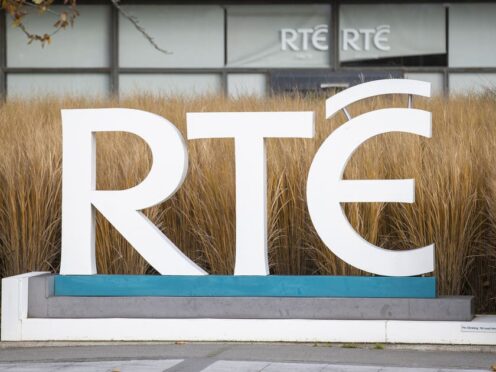Dozens of people protested outside the RTE campus in Dublin (PA)