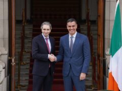 Taoiseach Simon Harris and Spanish Prime Minister Pedro Sanchez in Dublin (Brian Lawless/PA)