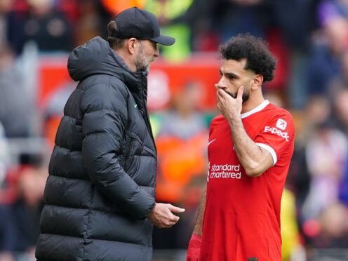 Jurgen Klopp says there is no fall-out from his touchline spat with Mohamed Salah (Peter Byrne/PA)