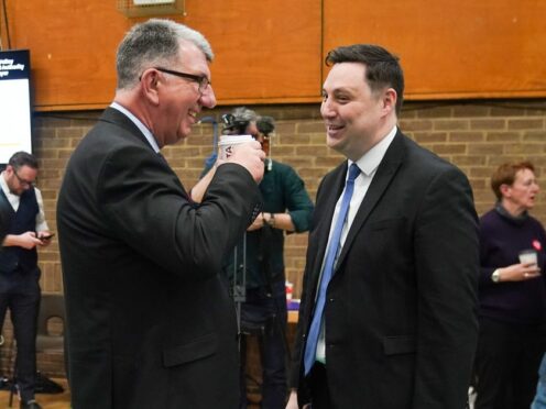Labour candidate Chris McEwan and Conservative candidate Lord Ben Houchen, during a count of votes for the Tees Valley mayoral election (Owen Humphreys/PA)