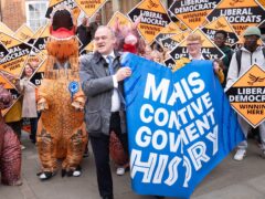 Liberal Democrat leader Sir Ed Davey alongside Tory ‘dinosaurs’ in Winchester (Stefan Rousseau/PA)