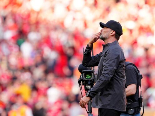 Liverpool manager Jurgen Klopp will bid farewell to Anfield on Sunday (Peter Byrne/PA)
