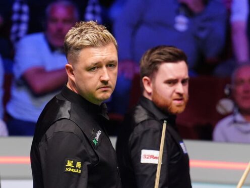 Kyren Wilson (left) leads Jak Jones 11-6 after the first day of the World Snooker Championship final (Mike Egerton/PA)
