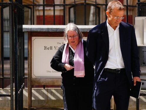 Auriol Grey, who shouted and waved at a cyclist causing her to fall into the path of an oncoming car, leaving the Royal Courts of Justice in London (/PA)