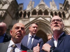 Journalists Barry McCaffrey (left) and Trevor Birney (right) speaking to media after leaving the Royal Courts of Justice, in London, following an Investigatory Powers Tribunal (IPT) hearing over claims they were secretly monitored by police (Victoria Jones/PA)