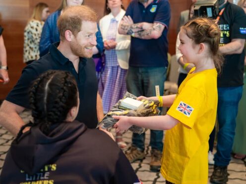 The Duke of Sussex during a visit to an event in London hosted by Scotty’s Little Soldiers (Paul Tibbs/Scotty’s Little Soldiers/PA)
