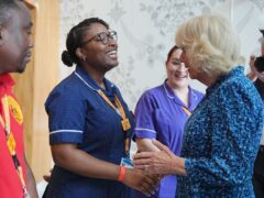 The Queen meets nurses during a visit to the Royal London Hospital (Aaron Chown/PA)