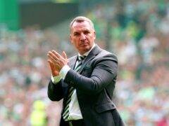 Celtic manager Brendan Rodgers applauds the fans after victory over Rangers (Jane Barlow/PA)