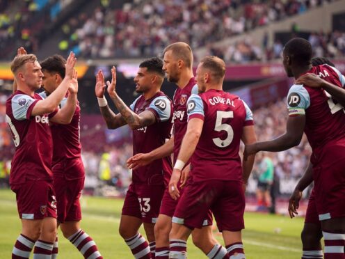 West Ham celebrated victory in David Moyes’ final home game in charge (Victoria Jones/PA).