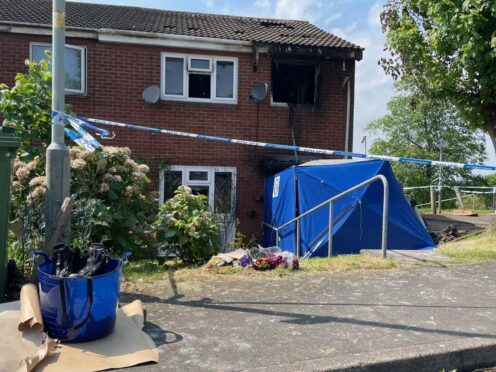 The scene in Dunstall Hill, Dunstall Park, Wolverhampton, after two women were killed in a fire (Matthew Cooper/PA)