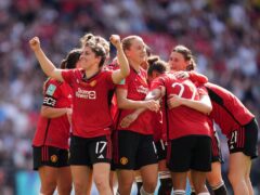 Manchester United’s Lucia Garcia (centre) celebrates (Adam Davy/PA)