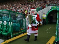 Santa Claus delivered the cinch Premiership trophy (Andrew Milligan/PA)