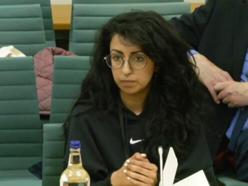 Myriam Raja, writer and director, giving evidence on British film and high-end television to the Culture, Media and Sport Committee at the Houses of Parliament (House of Commons/PA)