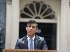 Prime Minister Rishi Sunak issues a statement outside 10 Downing Street, London (Stefan Rousseau/PA)