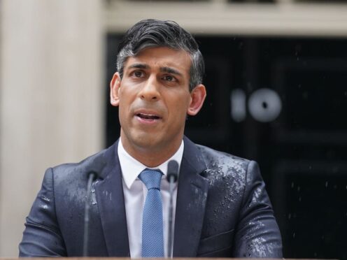 Prime Minister Rishi Sunak issues a statement outside 10 Downing Street, London (Stefan Rousseau/PA)