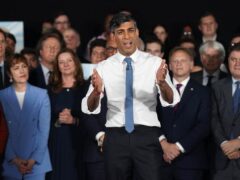 Prime Minister Rishi Sunak speaking at a General Election campaign event (Stefan Rousseau/PA)