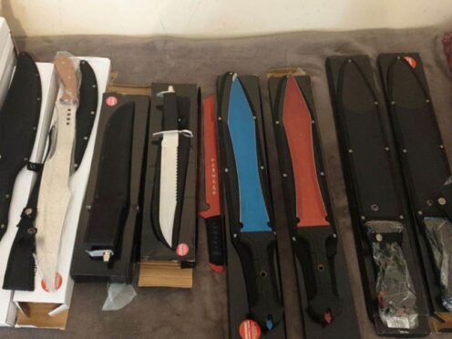 Police uncovered a Snapchat photograph of nine knives lined up on the defendant’s bed (Metropolitan Police/PA)