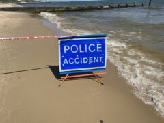 The scene of a fatal stabbing at Durley Chine Beach in Bournemouth (Angus Williams/PA)