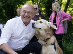 Liberal Democrat leader Sir Ed Davey joined supporters for a dog walk near Winchester (Andrew Matthews/PA)