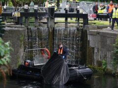 Some tents were blown into the canal in Dublin by the wind (Brian Lawless/PA)