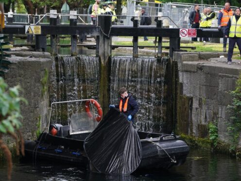 Some tents were blown into the canal in Dublin by the wind (Brian Lawless/PA)