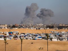 Smoke rises following an Israeli airstrike east of Rafah (AP Photo/Ismael Abu Dayyah)