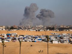 Smoke rises following an Israeli airstrike east of Rafah in the Gaza Strip (Ismael Abu Dayyah/AP)