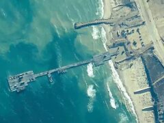 US troops finished installing the floating pier on Thursday (US Central Command via AP/PA)