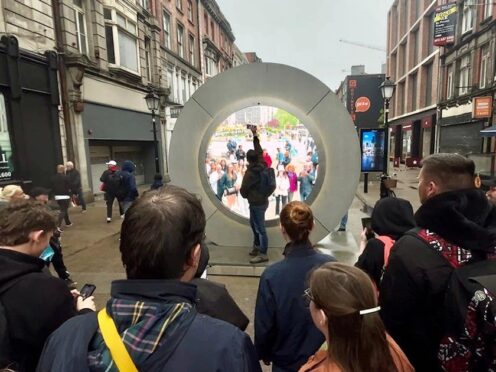 A livestream portal between Dublin and New York was temporarily closed after some ‘inappropriate behaviour’ in the Irish capital, which has led to changes in how the visual link operates (Niall Carson/PA)