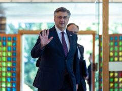 Andrej Plenkovic arrives at the presidential palace in Zagreb, Croatia (AP)