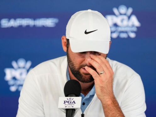 Scottie Scheffler speaks during a news conference after the second round of the US PGA Championship (Matt York/AP)