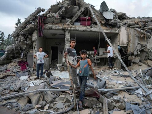 The aftermath of an Israeli airstrike in Deir al Balah, Gaza (Abdel Kareem Hana/AP)