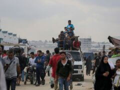 Palestinians fleeing the southern Gaza city of Rafah (Jehad Alshrafi/AP)