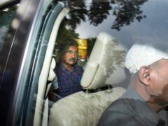 Indian opposition leader Arvind Kejriwal, pictured after an earlier court appearance, has been given interim bail by the Supreme Court (Dinesh Joshi/AP)