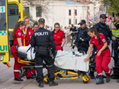 Emergency services at the scene after a person was attacked in Oslo on Wednesday (Heiko Junge/NTB Scanpix via AP)