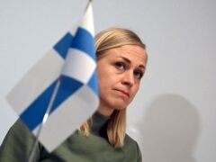 Finnish foreign minister Elina Valtonen attends a press conference near the Vaalimaa border checkpoint between Finland and Russia in Virolahti, Finland (Jussi Nukari/AP)