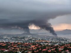 Smoke rises during protests in Noumea, New Caledonia (AP Photo/Nicolas Job)
