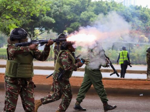 Police in Kenya fired live ammunition at anti-government protesters in the capital, Nairobi, on Tuesday as thousands continued to rally demanding politicians vote against new taxes proposed in a controversial finance Bill (Andrew Kasuku/AP)