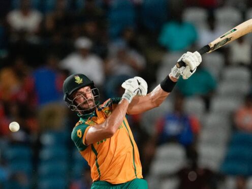South Africa’s captain Aiden Markram bats during the men’s T20 World Cup semi-final (Ricardo Mazalan/AP)