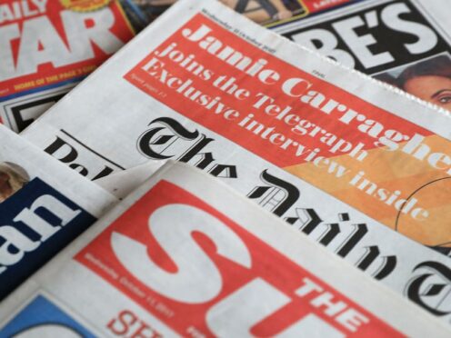 A collection of British newspapers (Peter Byrne/PA)