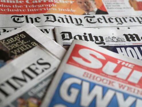 A collection of British newspapers (Peter Byrne/PA)