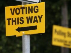 Signs at a polling station in Ranelagh (Brian Lawess/PA)