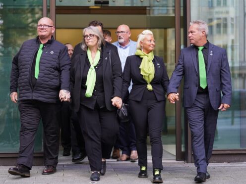 Harry Dunn’s father Tim Dunn (left) and mother Charlotte Charles (second from right) paid emotional tributes to their son at his inquest on Monday (James Manning/PA)