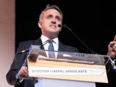 Scottish Liberal Democrat Leader Alex Cole-Hamilton joined Russian dissidents in Edinburgh (Lesley Martin/PA)