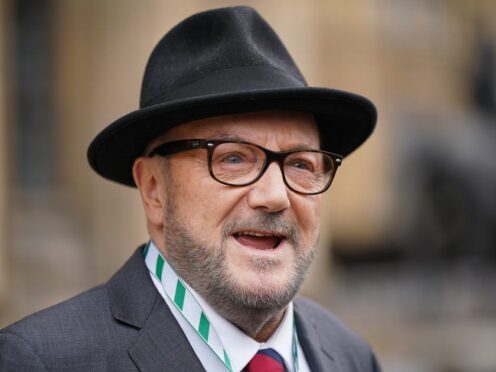 Newly elected MP for Rochdale, George Galloway, speaks to the media outside the Houses of Parliament in Westminster, London after he was sworn in following his victory in the Rochdale by-election (Yui Mok/PA)