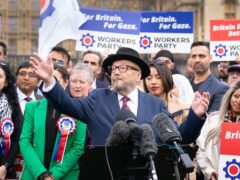 George Galloway during a press conference in central London in April, where he announced the Workers Party’s intention to contest every seat in Great Britain at the upcoming election (Stefan Rousseau/PA)