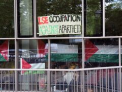The encampment protest over the Gaza conflict inside the Marshall Building on the London School of Economics campus in central London (Jordan Pettitt/PA)