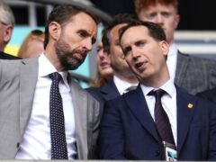 England manager Gareth Southgate and FA chief executive Mark Bullingham (right) at the FA Cup final. (Nick Potts/PA)