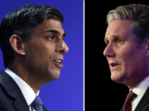 Rishi Sunak, left, is facing mounting pressure over gambling revelations while Sir Keir Starmer will be talking about GP appointments today (PA)